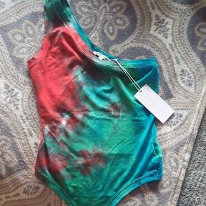 Cotton Citizen Red and Green Tie-Dye Bodysuit